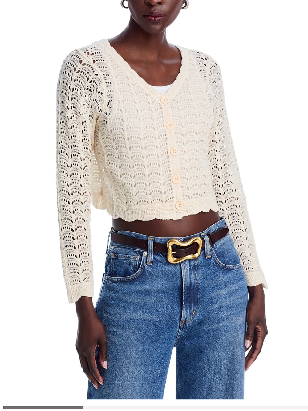 Crochet cardigan with scalloped trim excellent condition